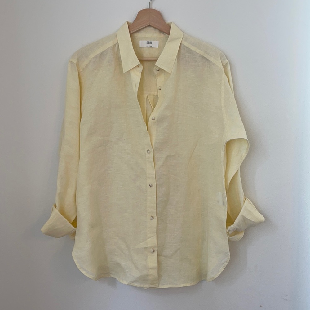Uniqlo Yellow Linen Buttondown